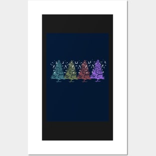 Navy blue christmas spruce tree print Posters and Art